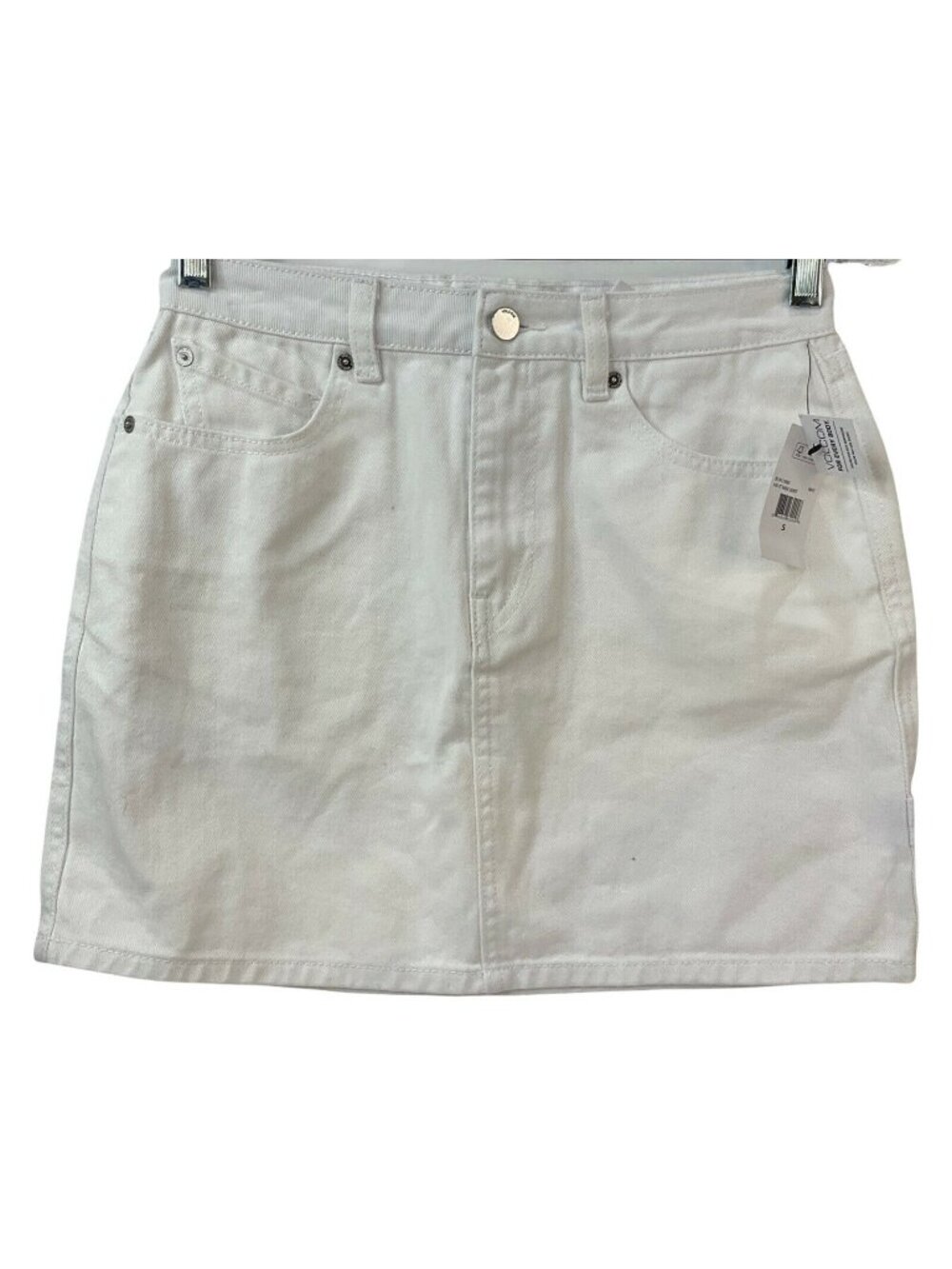 Volcom Skirt Womens Size Small Denim White Fix It Mini Skirt 5 Pocket Nwt $50